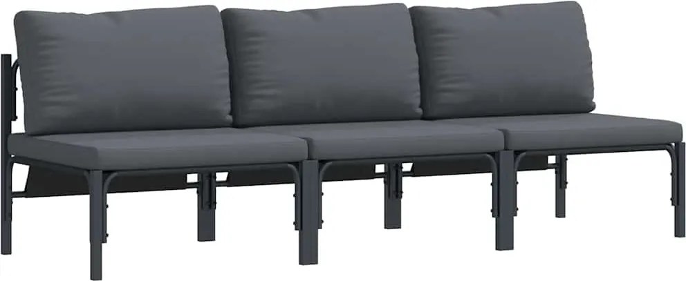 vidaXL Kültéri Bútor párnával 3 pcs Antracit 80 x 80 x 71 cm Acél