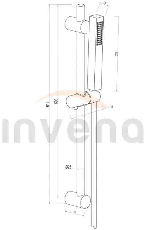 Invena Glamour Trend zuhanygarnitúra oszloppal és 1 funkciós kézi zuhanyfejjel, arany fényes, INV-AU-05-Z09-S
