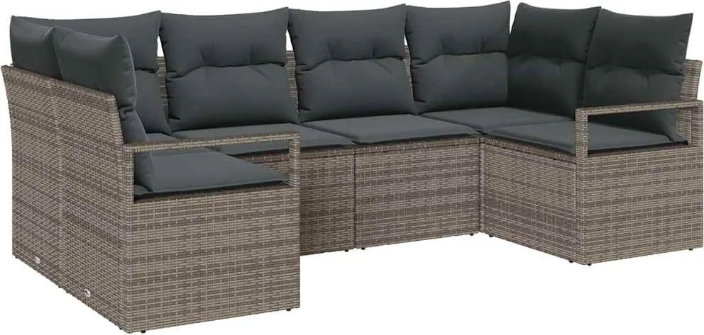 vidaXL Kanapé Szett párnával 6 pcs Szürke polirattan