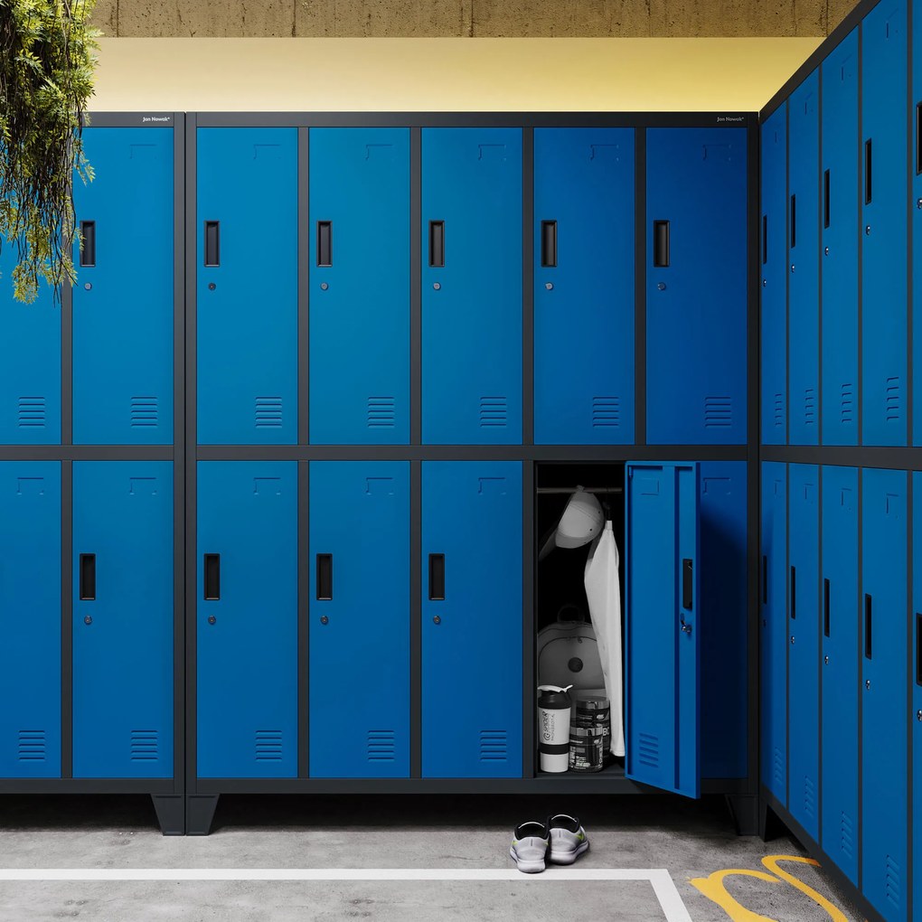 Fém öltözőszekrény 10 ajtóval BARTEK 1360 x 1720 x 450 mm, antracit-kék