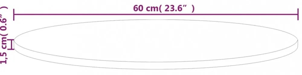 kerek kezeletlen tömör tölgyfa asztallap Ø60 x 1,5 cm