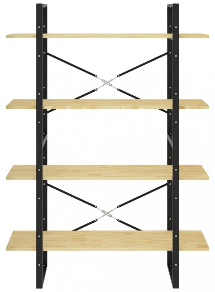négyszintes barna tömör fenyőfa könyvszekrény 100 x 30 x 140 cm