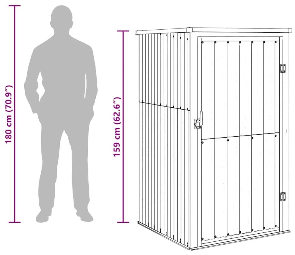 antracit horganyzott acél kerti szerszámtároló 88 x 89 x 161 cm