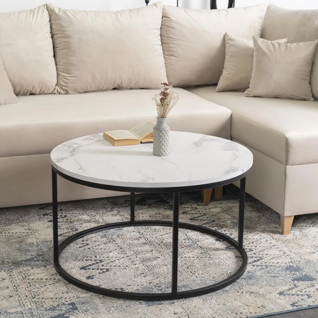 Stolik CONNY MAX Biały márvány/Czarny