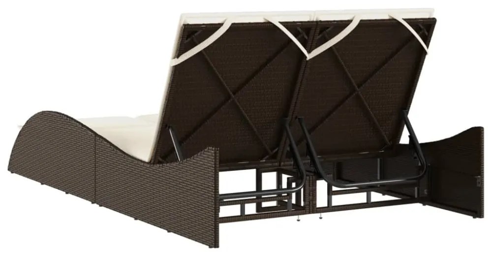 barna polyrattan napozóágy párnákkal 114x205x73 cm