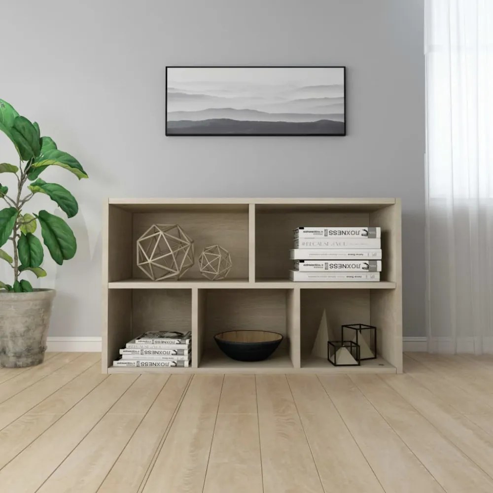 sonoma tölgy-színű szerelt fa könyv-/tálalószekrény 50x25x80 cm