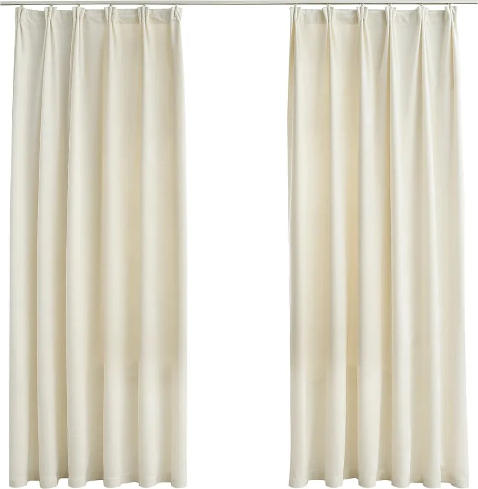 vidaXL 2 db krémszínű bársony sötétítőfüggöny kampókkal 140 x 175 cm