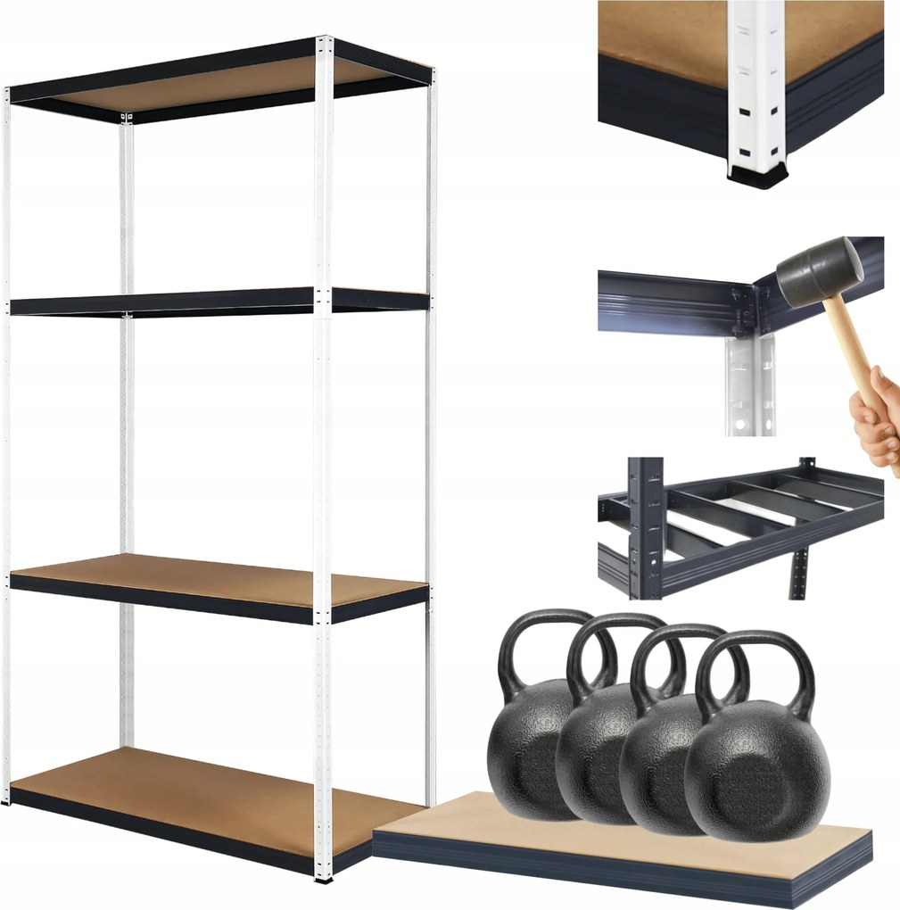 Fém tároló állvány garázs állvány Helios 180x120x35cm 4Px400kg