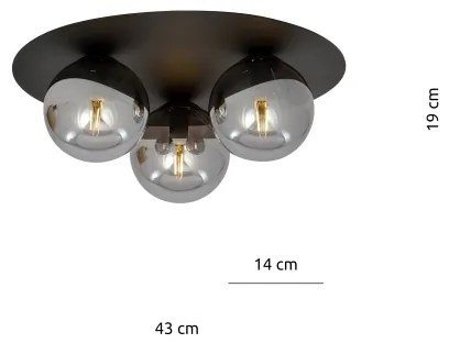 Mennyezeti lámpa SOLAR 3xE14/10W/230V fekete/szürke