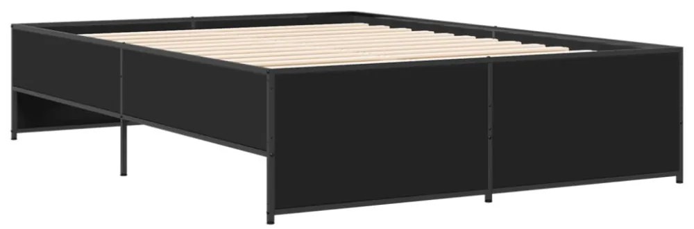fekete szerelt fa és fém ágykeret 140x190 cm