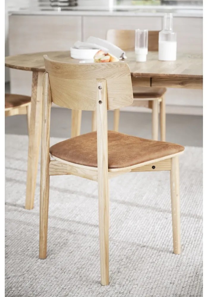 Konyakbarna-natúr színű bőr utánzat étkezőszék szett 2 db-os Wolcott – Rowico