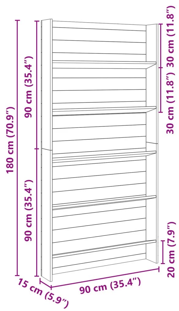 Kert Növényállvány 5-Tier 90x15x180 cm Impregnált Fa Fenyő