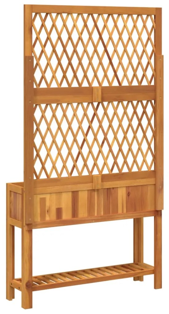 vidaXL tömör akácfa rácsos ültetőláda polccal 100 x 32 x 185 cm