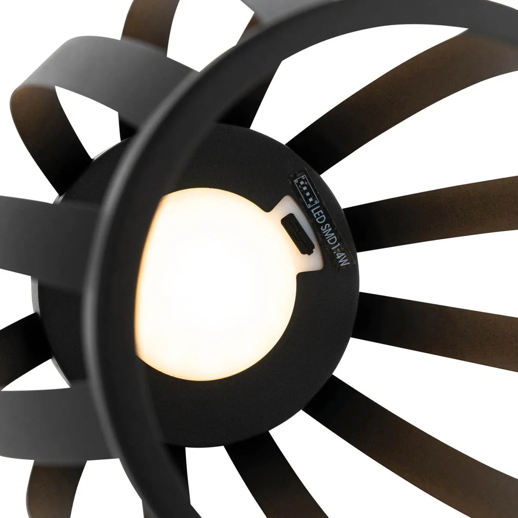 2 db kültéri asztali lámpa készlet fekete 3 fokozatú fényerőszabályozóval napelemes és újratölthető - Sheldon