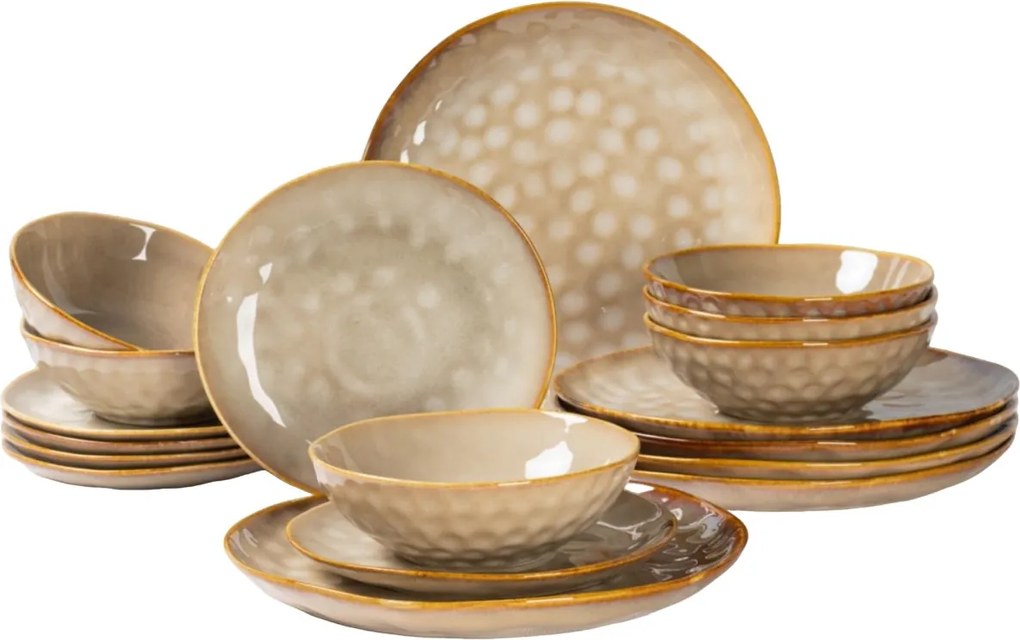 Kerámia Étkezőgarnitúra 18 Részes 6 Személyes Light Brown Ombres Insta