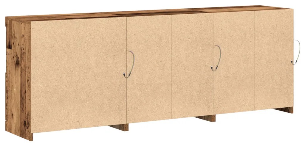 Oldaltálca LED világítással Régi fa 181,5x37x67 cm Mérnöki fa