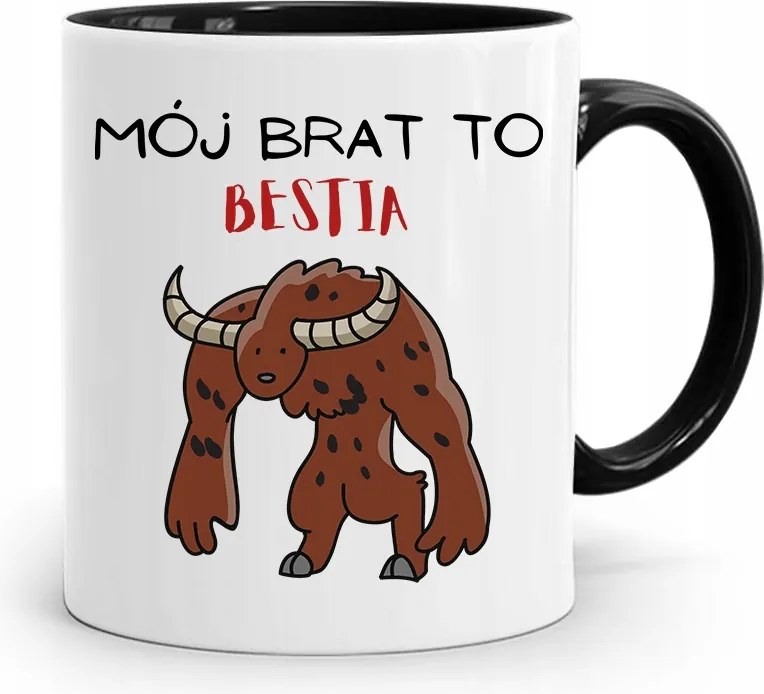 Bögre Fekete Ajándék Testvéremnek A Testvérem Egy Szörnyeteg, fényképes nyomattal