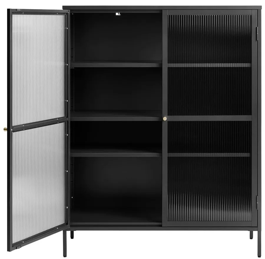 Fekete fém tálalószekrény 111x140 cm Bronco – Unique Furniture