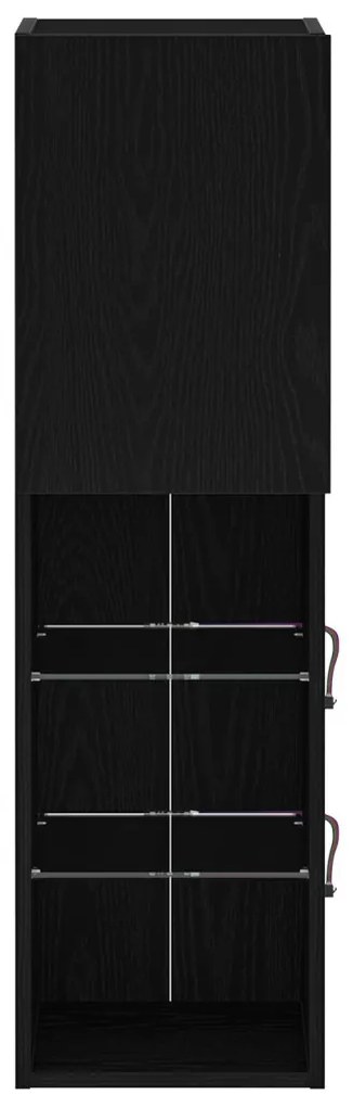 LED TV szekrény 2 db Fekete Tölgy 30,5x30x102 cm Mérnökifából