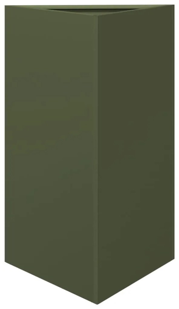 2 db olívazöld acél háromszög alakú kerti ültető 50x43x75 cm