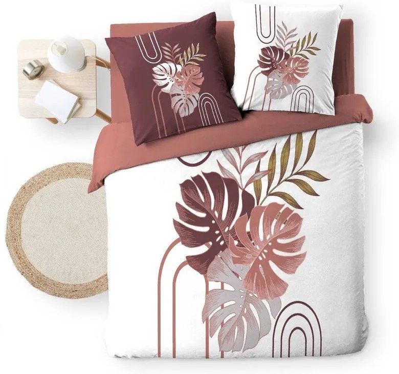 Fehér-rózsaszín kétszemélyes-hosszabbított pamut ágyneműhuzat 240x220 cm Astria – douceur d'intérieur