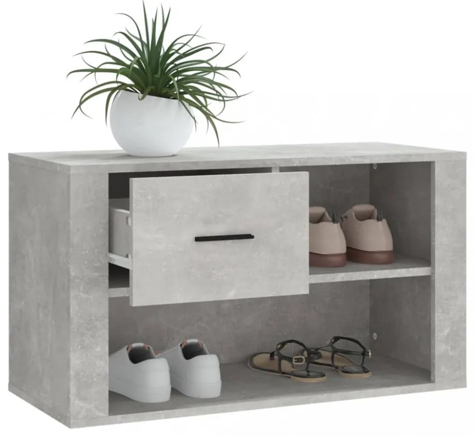 betonszürke szerelt fa cipőszekrény 80x35x45 cm