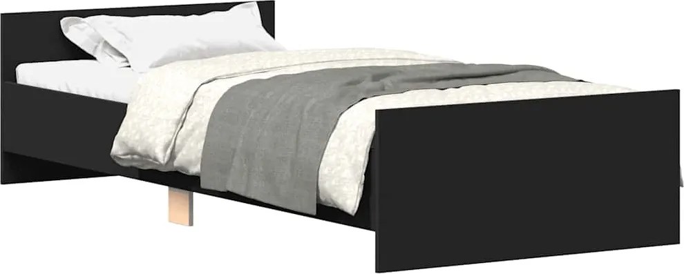 vidaXL fekete egyszemélyes szerelt fa ágykeret 75 x 190 cm