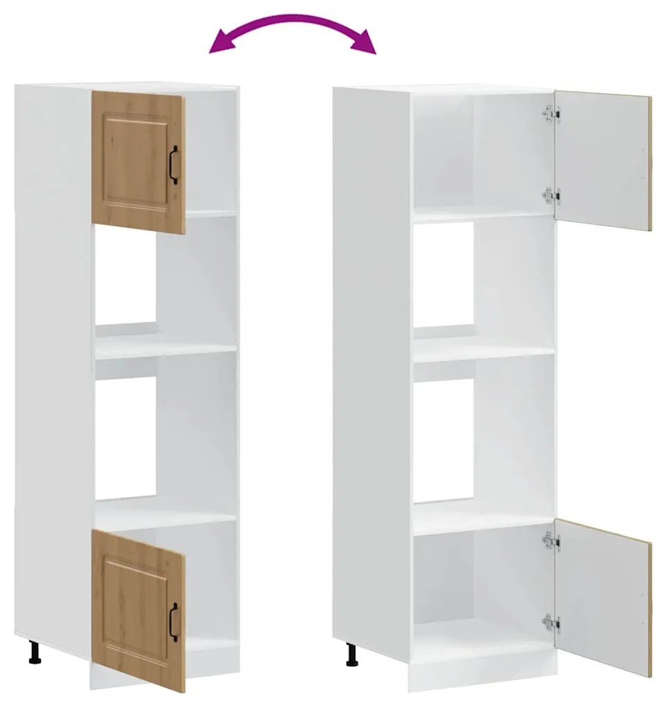 Kalmar 2 db kézműves tölgy színű szerelt fa sütőszekrények