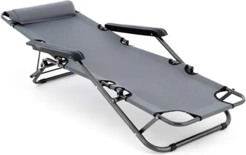 GARTHEN Kerti összecsukható nyugágy 155 x 46 cm szürke