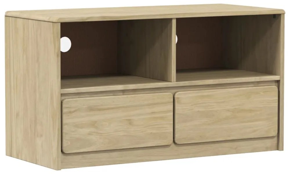 SAUDA tölgyszínű tömör fenyőfa TV-szekrény 99 x 43 x 55 cm