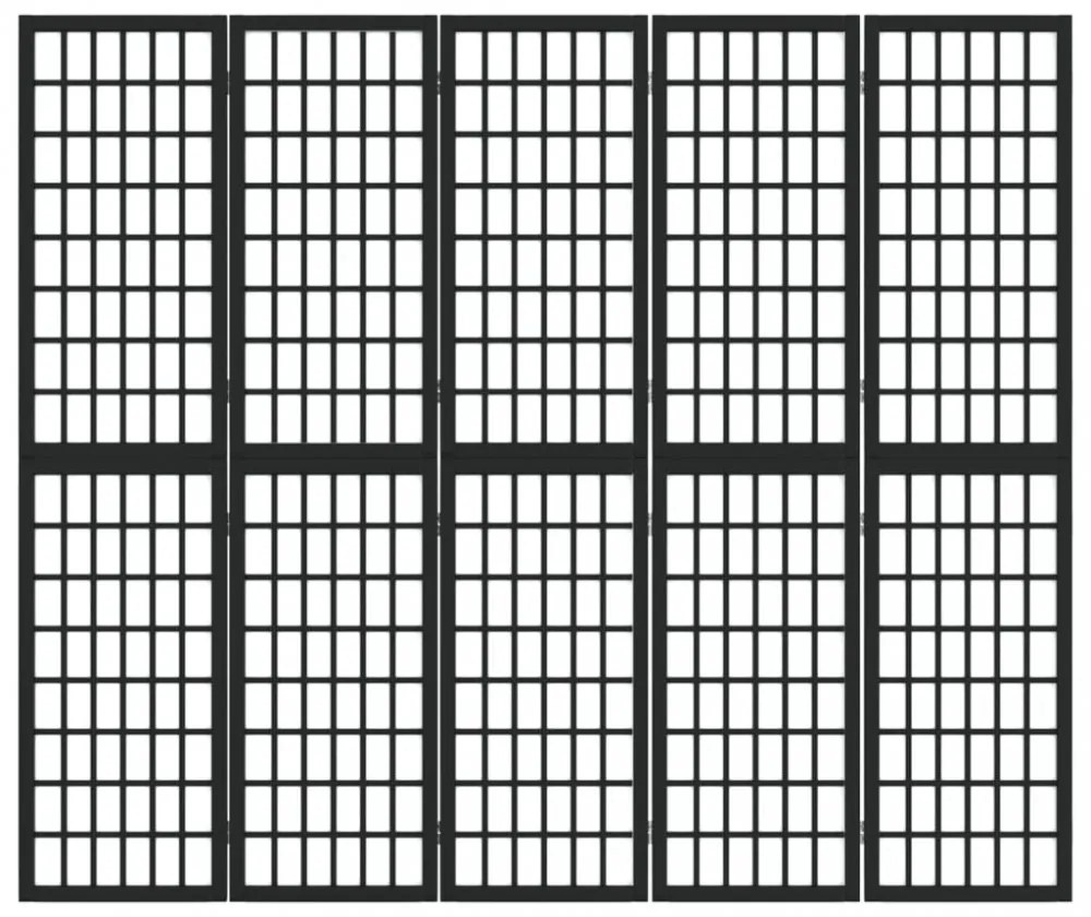 5 paneles fekete japán stílusú összecsukható paraván 200x170 cm