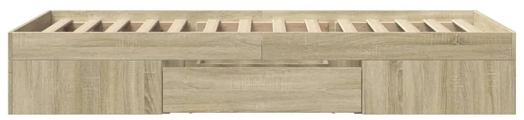 sonoma tölgy színű szerelt fa ágykeret matrac nélkül 90x200 cm