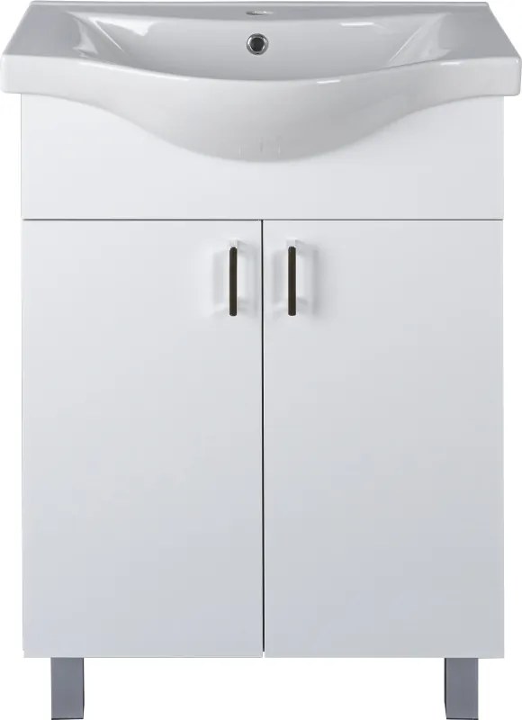VivaStyle EKONOMIK 65 lábon álló 2 ajtós fürdőszobabútor Sanovit ALBATROS 10065 mosdóval 64,5x46,5