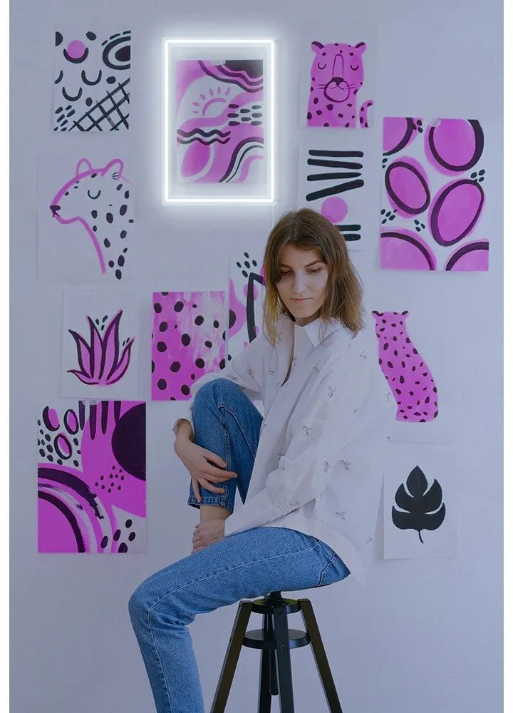 Rectangle fehér világító fali dekoráció, 30 x 40 cm - Candy Shock