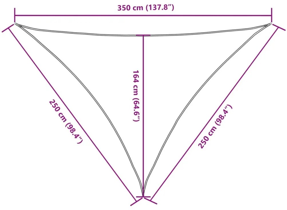 kék háromszögű oxford-szövet napvitorla 2,5 x 2,5 x 3,5 m