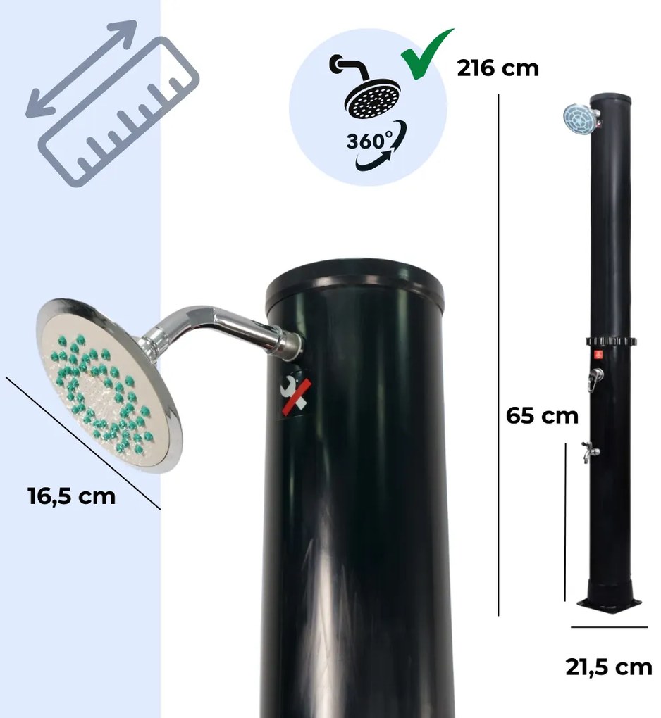 KARIBIK napelemes zuhany, 35l, fekete Jurhan