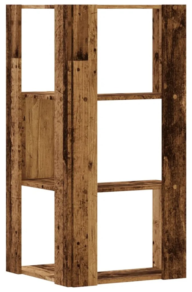3 szintes antik fa szerelt fa sarok könyvespolc 50 x 50 x 102cm