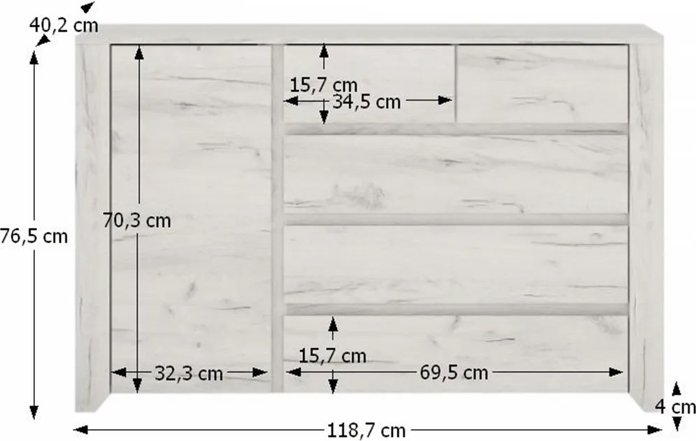 komód typ 41, fehér craft, ANGEL