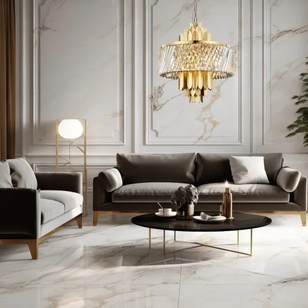 Csillár láncon MARGOT 9xE14/40W/230V átm. 55 cm arany