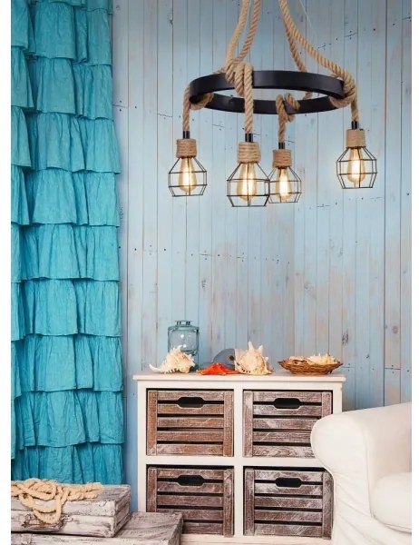 LED Csillár zsinóron ROPE ALEGRA 4xE27/10W/230V