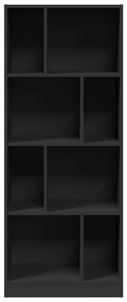 fekete szerelt fa könyvszekrény 57 x 28,5 x 141 cm