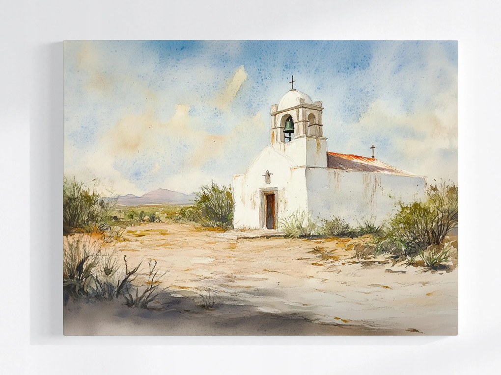 Vászonkép Canvas Tájkép Sivatag Mexikó Templom Kápolna Kilátás 100x75