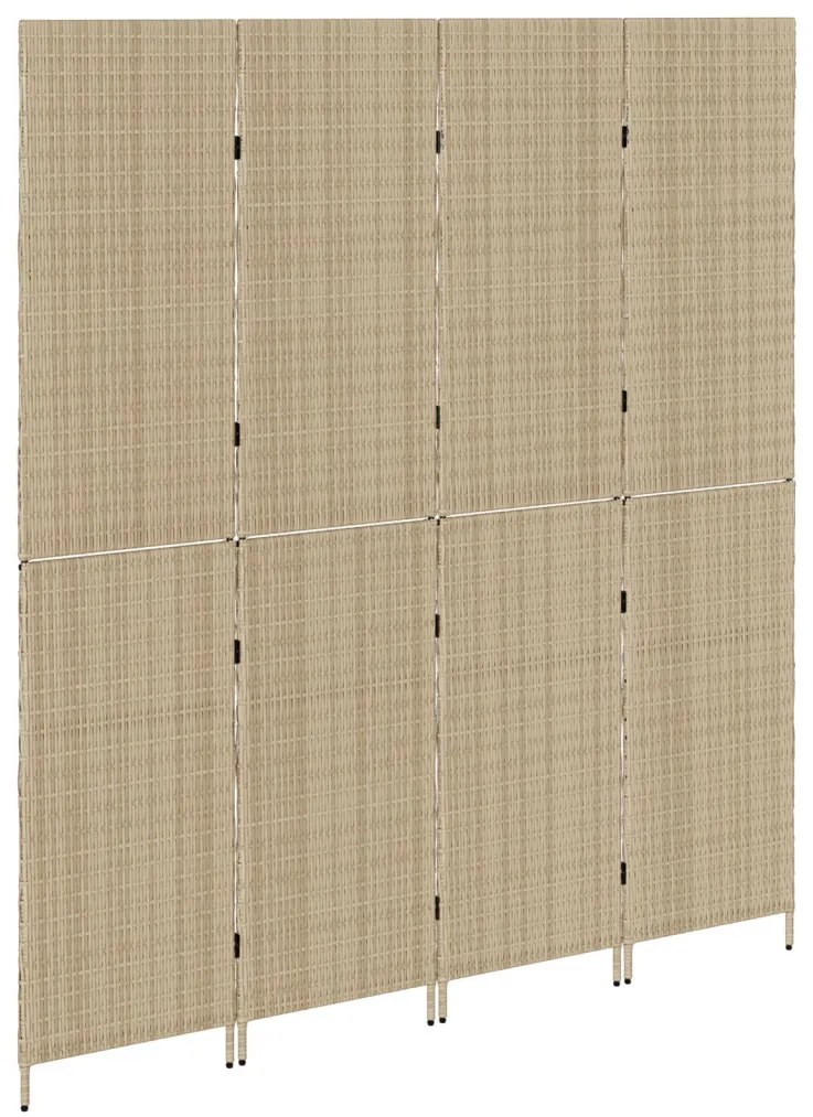 Szobai elválasztók Bézs Fa, Szövet 4 panel, 200 cm magasság