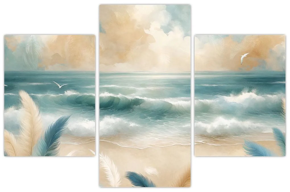 Kép – Festett strand lágy színekben (90x60 cm)
