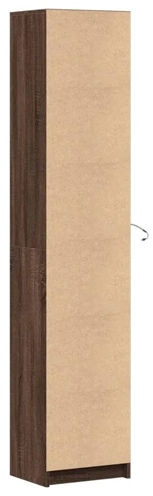 barna tölgy szerelt fa magasszekrény LED-ekkel 41,5x32,5x200 cm