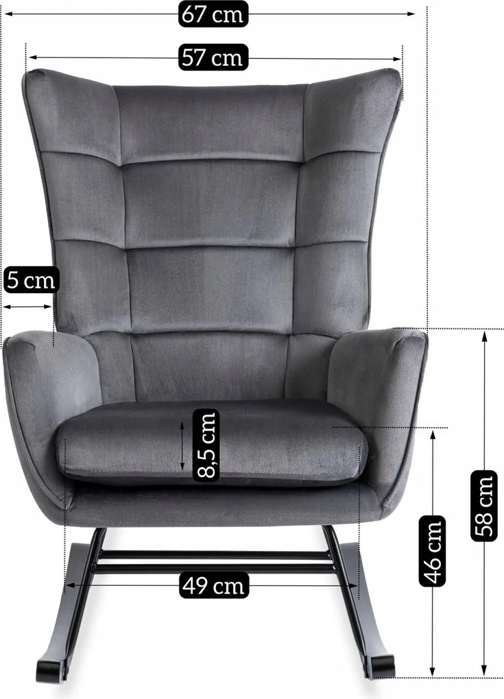 Hintaszék szürke színben, velúr kárpittal JACKSON