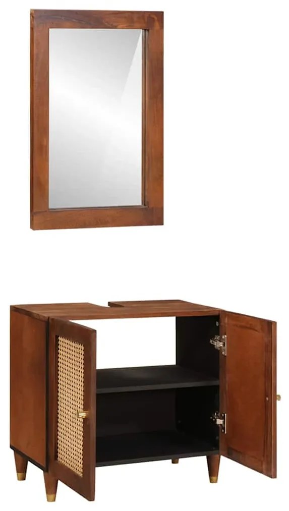 Fürdőszobai bútorok fiókkal 2 pcs 62 x 33 x 58 cm Tömör Mangófát