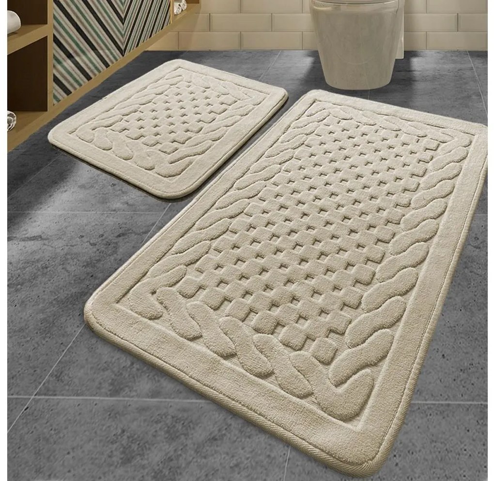 2x BAMBI fürdőszobai szőnyeg 60x100 cm bézs színben