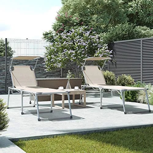 Napozóágy, nagyméretű fekvő napozószék, 65 x 200 x 48 cm, terhelhetőség 150 kg, bézs