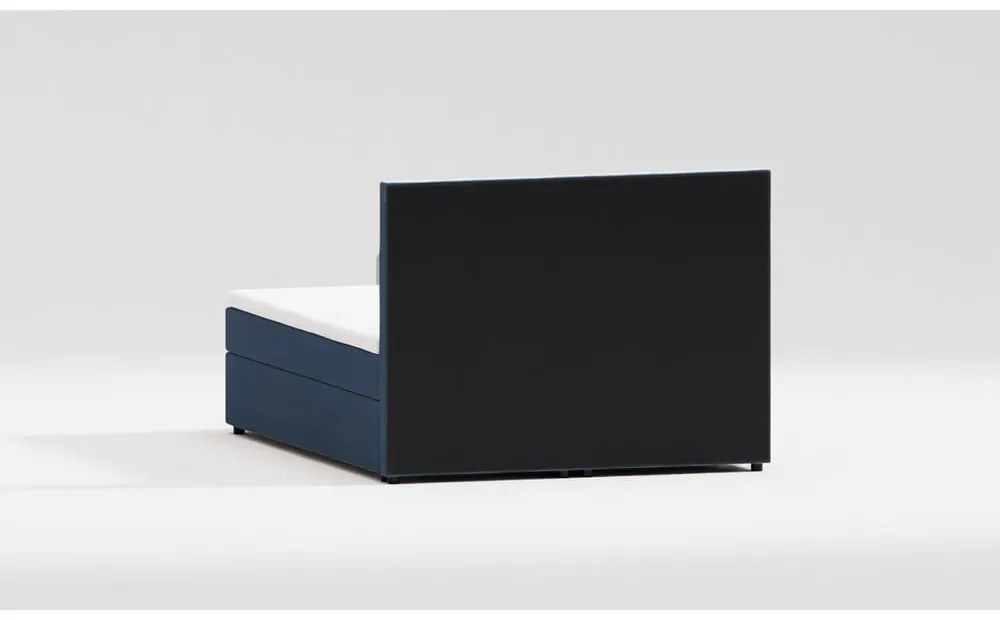 Sötétkék ágyneműtartós boxspring ágy 180x200 cm Flip – Ropez